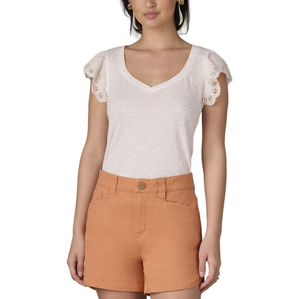 Wit & Wisdom Womens  Petite Mixed Media Top, White